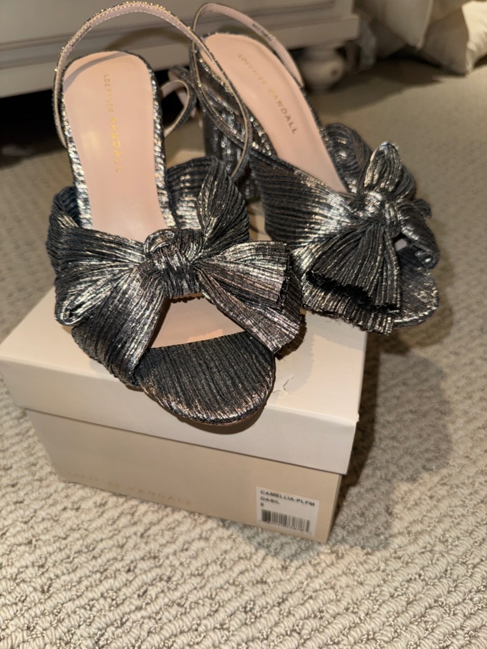 Loeffler Randall Metallic Bow Slingback Heels